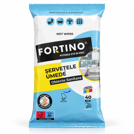 Curatat suprafete baie - Servetele umede pentru obiecte sanitare Fortino 40 buc
