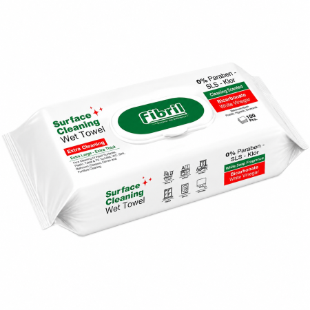 Servetele umede - Servetele Umede pentru Suprafete cu Otet si Bicarbonat Fibril Green 100 buc