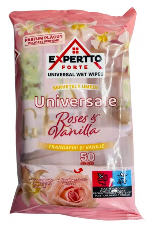 Servetele umede - Servetele umede Roses & Vanilla, 50 buc Expertto
