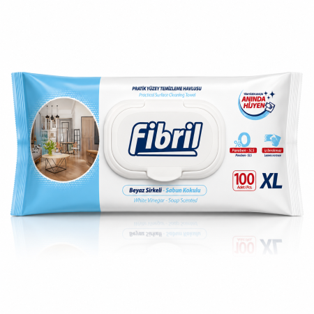 Servetele Umede Suprafete cu Otet Alb si Parfum de Sapun XL Blue Fibril 100 buc