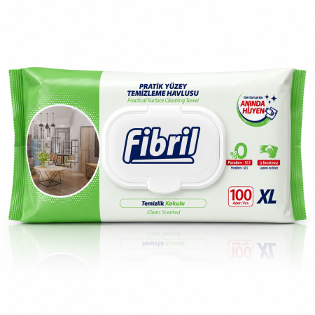 Igiena casei - Servetele Umede Suprafete cu Otet si Parfum de Curatenie XL Green Fibril 100 buc