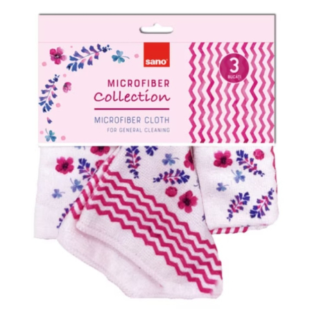 Lavete praf - Set 3 lavete microfibra Sano-Spark-Design 30x30 cm pink