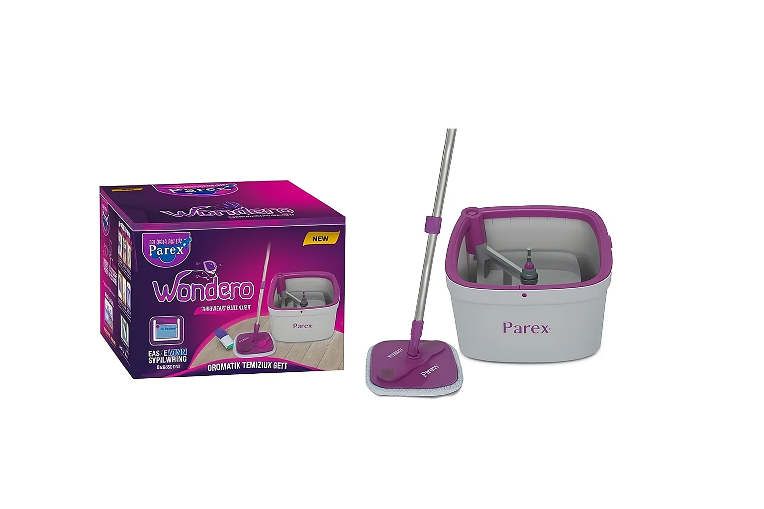 Set Mop cu Stoarcere Automată Parex Wondero – Galeată cu Separare Apă Curată/Murdară [1]