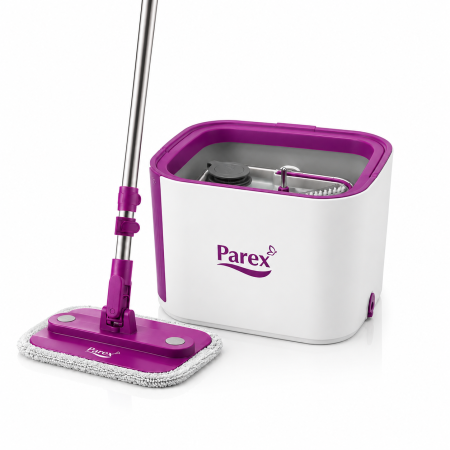 Set Mop cu Stoarcere Automată Parex Wondero – Galeată cu Separare Apă Curată/Murdară
