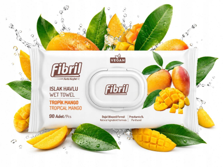 Ingrijire Personala - Servetele Umede Vegane Mystic Mango Fibril 90 buc