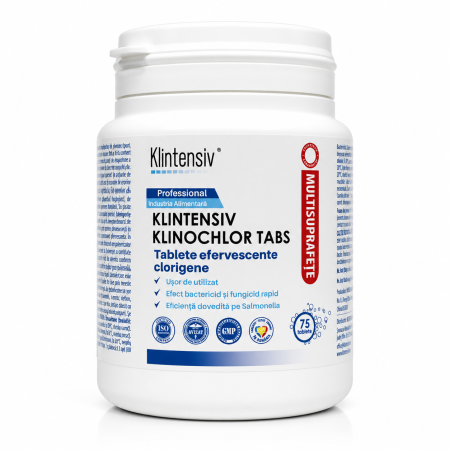Igiena casei - Flacon cu 75 tablete efervescente dezinfectante cu clor activ Klintensiv KlinoChlor Tabs