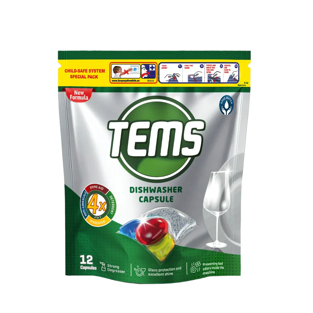 Detergent vase - TEMS Capsule 4-în-1 pentru masina de spalat vase 12 buc