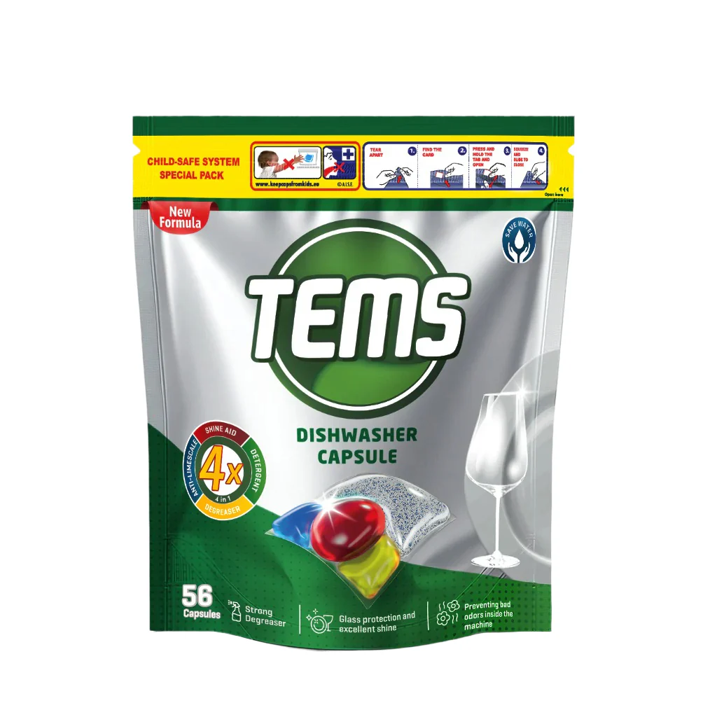 Detergent vase - TEMS Capsule 4-în-1 pentru masina de spalat vase 56 buc