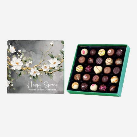 Ziua Mamei - Cutie Prestige Green Spring cu 25 de praline belgiene