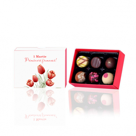 Martisor - Cutie Spring Bright cu 6 praline belgiene