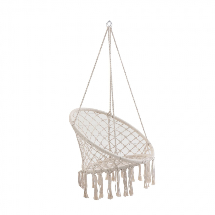 Hamac suspendat tip leagan cuib, otel/textil,  82 x 131 cm, bej [1]