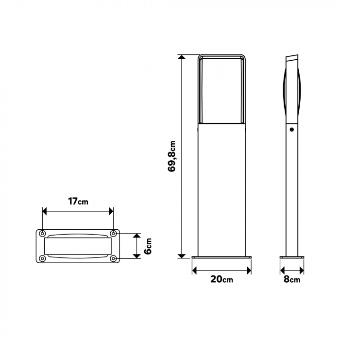 Baliza LED, 1900 lm, lumina neutra, 4000K, IP54, H70CM, gri [4]