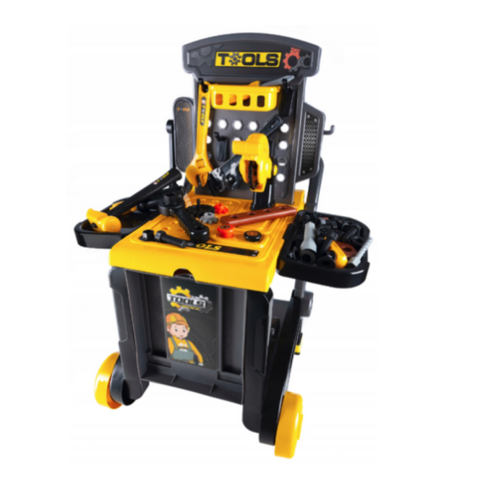 Banc de lucru 3 in 1, roabă și căruț cu scule, valiză și accesorii incluse, [1]