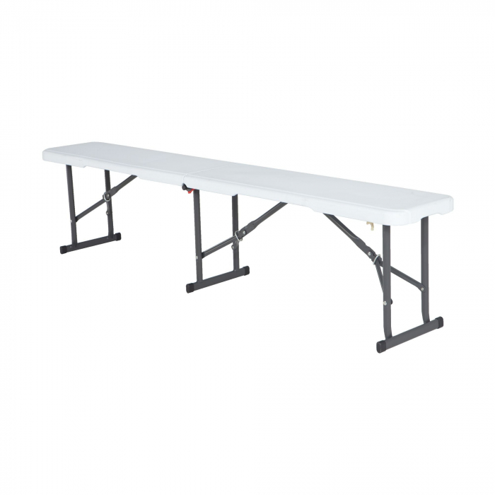 Banca gradina, pentru 2 persoane, pliabila, otel/plastic, 183 x 29 x 42 cm, alb [1]