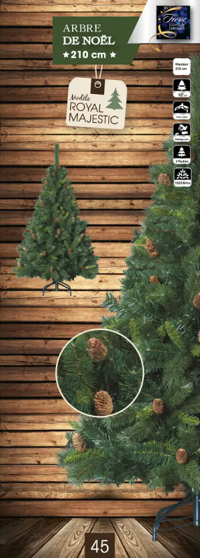 Brad artificial de Craciun cu Conuri, Royal Majestic, 210 cm, Verde [9]