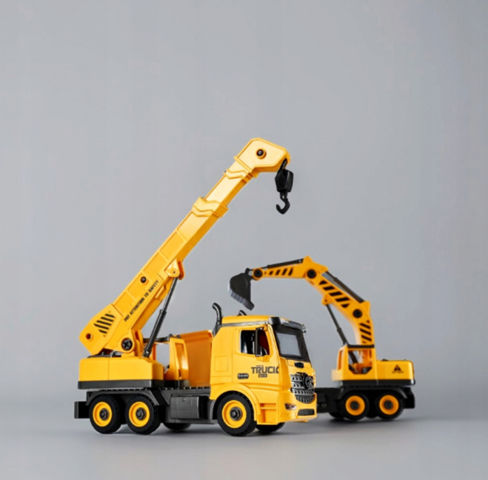 Camion 3în1 macara, excavator și basculantă, cu acumulator reîncărcabil și unelte pentru asamblare [7]