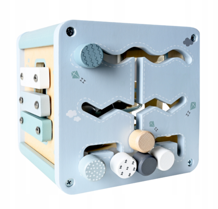 Cub educațional din lemn – jucărie senzorială și interactivă cu xilofon, labirint și sorter [7]
