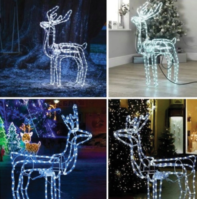 Decorațiune LED în formă de ren cu cap mobil, 90 × 80 cm, 216 LED-uri, 8 moduri de iluminare, IP44, [4]