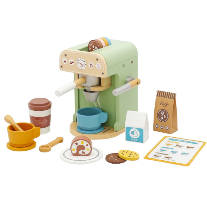 Espressor de cafea din lemn pentru copii, set complet cu accesorii – jucărie educativă [2]