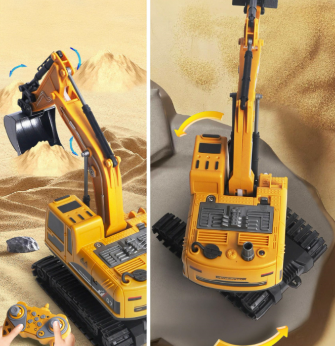 Excavator și basculantă cu efecte de lumină și fum, acumulator și telecomandă [4]