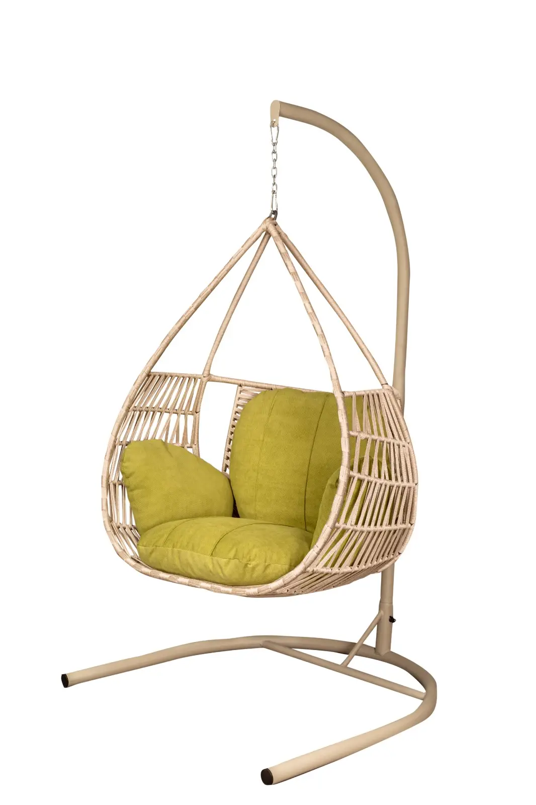 Fotoliu suspendat tip leagan PRESTIGE, crem, macrame, 116 x 198 x 108 cm [1]
