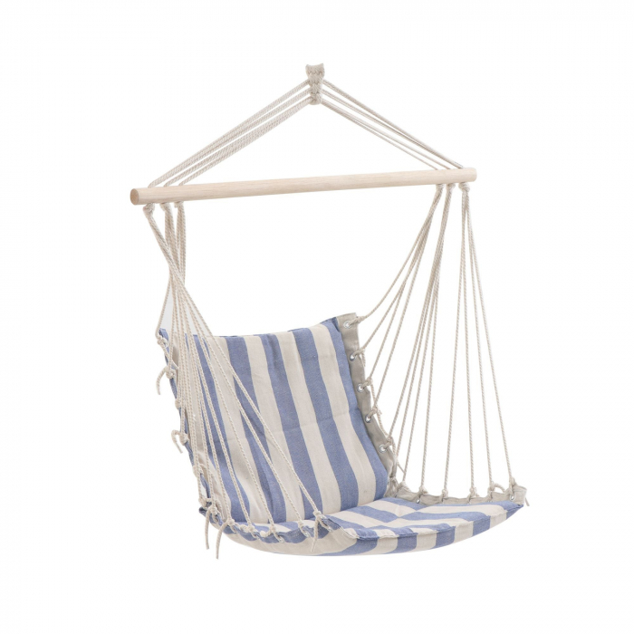 Hamac tip scaun, textil, 90 x 110 cm, alb/albastru [1]