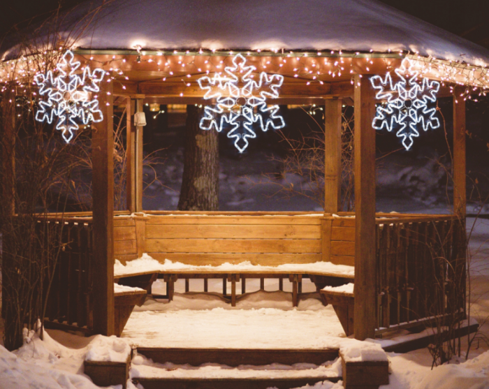 Instalație luminoasă de exterior – Fulg de nea LED, 55 cm, 120 LED-uri albe reci, IP44 [8]