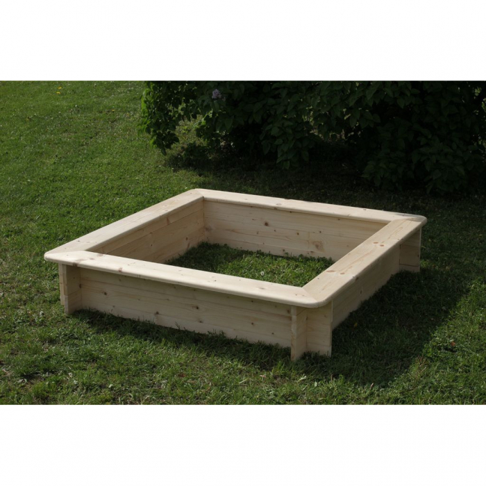 Lada pentru nisip Kid Land, L 125 x l 125 x H 17 cm, lemn masiv, cu baza din folie permeabila si rezistenta la radacini [6]