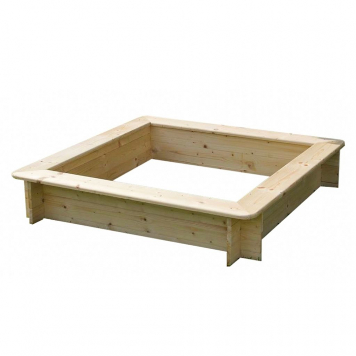 Lada pentru nisip Kid Land, L 125 x l 125 x H 17 cm, lemn masiv, cu baza din folie permeabila si rezistenta la radacini [4]