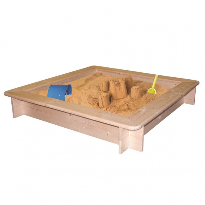Lada pentru nisip Kid Land, L 125 x l 125 x H 17 cm, lemn masiv, cu baza din folie permeabila si rezistenta la radacini [5]
