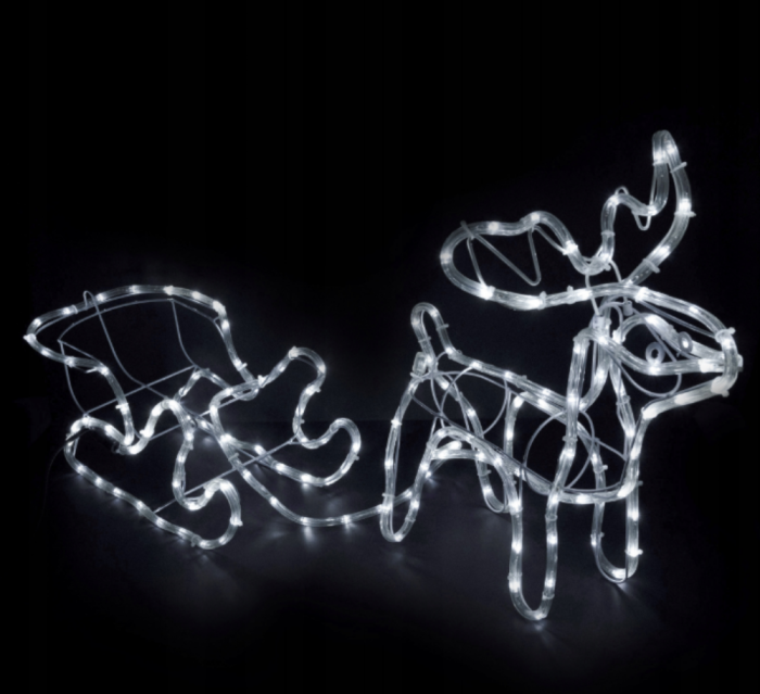 Lămpi exterioare de Crăciun – Ren cu Sanie, 160 LED-uri, 120 cm, lumină alb rece, IP44 [4]