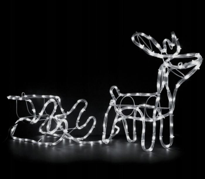 Lămpi exterioare de Crăciun – Ren cu Sanie, 160 LED-uri, 120 cm, lumină alb rece, IP44 [5]