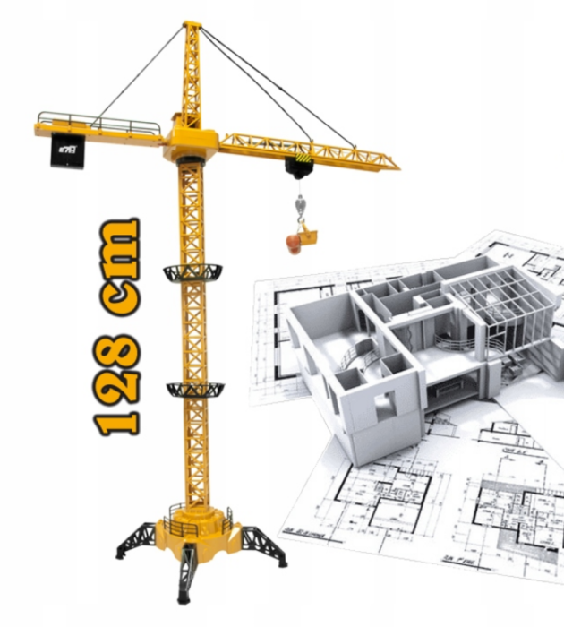 Macara cu telecomandă, sunete și lumini, 128 cm, cu accesorii și cască de constructor CADOU [2]