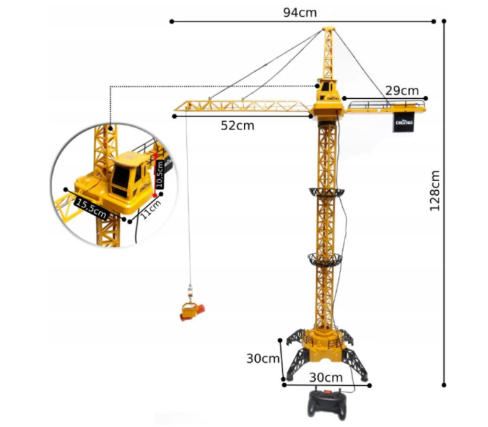 Macara de construcții cu telecomandă, efecte sonore și luminoase, înălțime 128 cm, braț 93 cm [2]