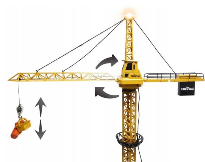 Macara de construcții cu telecomandă, efecte sonore și luminoase, înălțime 128 cm, braț 93 cm [6]