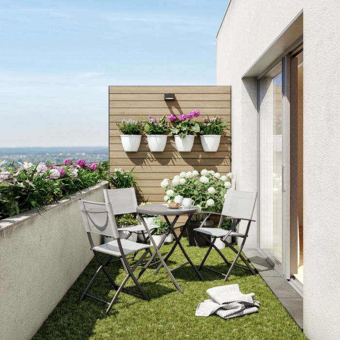 Masa gradina, pentru 2 persoane, pliabila, otel/sticla, ∅ 60 x 72 cm, gri [7]