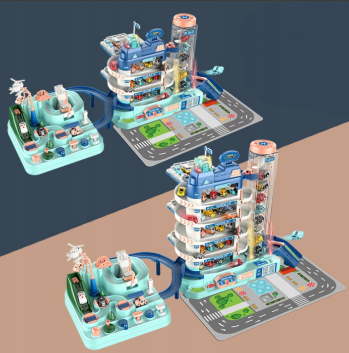 Parcare auto multietajată cu lift și tobogan – set complet cu mașinuțe și accesorii [4]