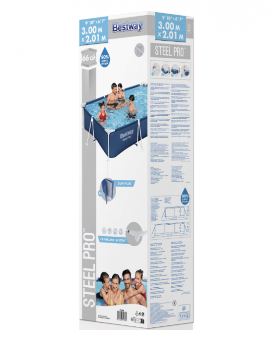 Piscina cadru metalic Bestway, 300x201x66 cm, 3.300 litri, albastru, fara pompa de filtrare [3]