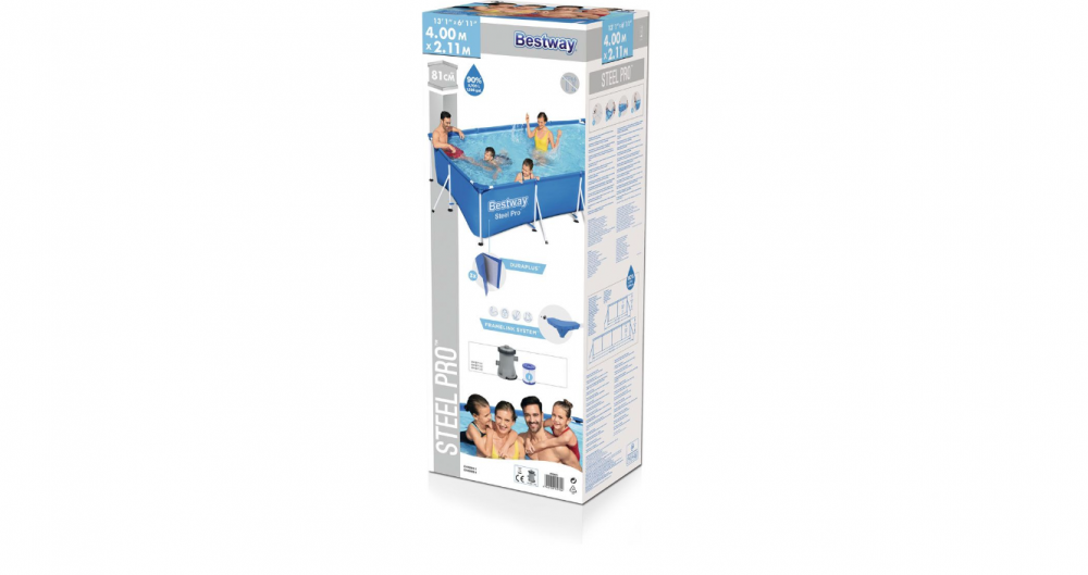 Piscina cadru metalic Bestway, 400x211x81 cm, 5.700 litri, cu pompa de filtrare inclusa, debit pompa 1249 l/h, albastru [8]