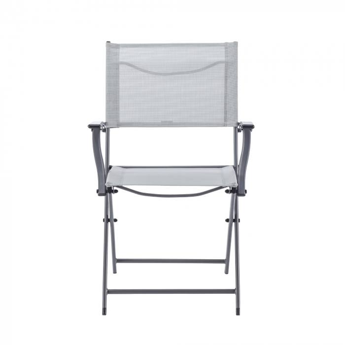 Scaun pliabil cu cotiere,  aluminiu/textilen, gri deschis [3]