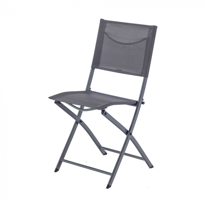Scaun pliabil, aluminiu/textilen, gri inchis [2]