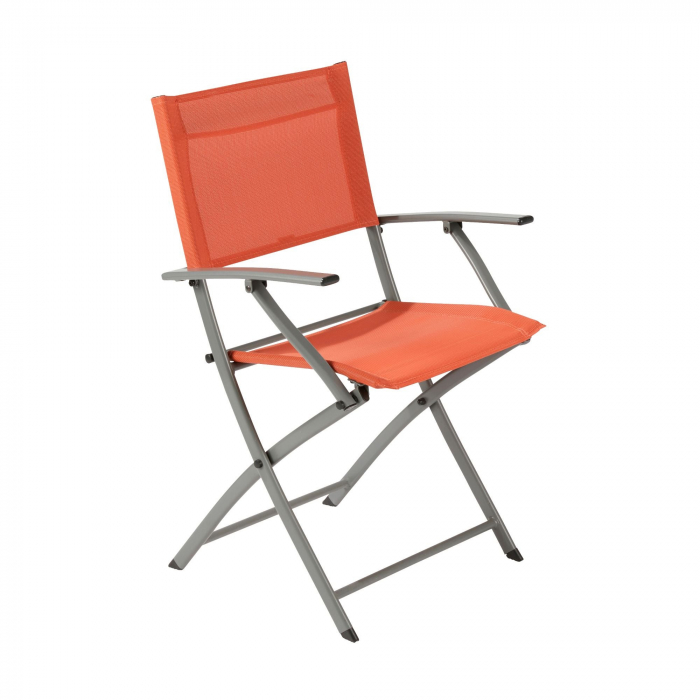 Scaun pliabil cu cotiere, aluminiu/textilen, portocaliu [1]