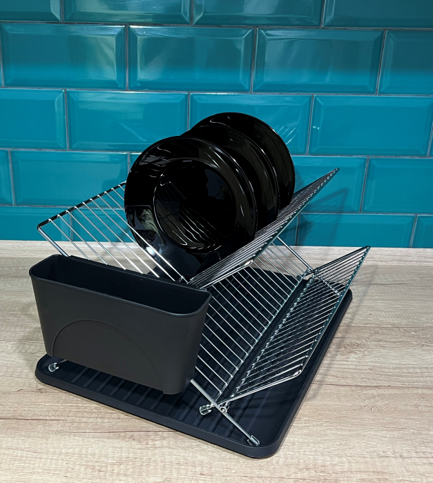 Scurgator vase chiuveta, cu suport tacamuri si tava din plastic, cromat 46 x 33 x 21 [5]