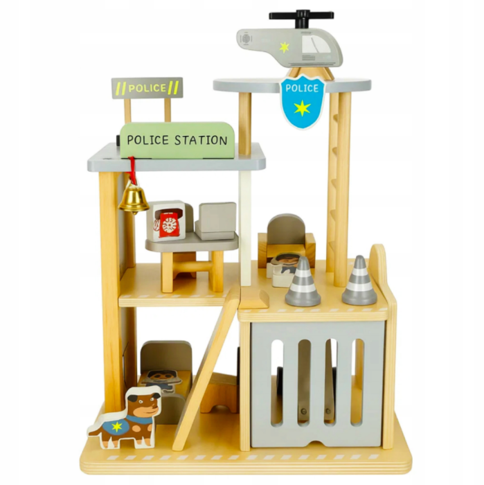 Set din lemn – Comisariat de Poliție cu vehicule, figurine și elicopter – Jucărie educativă [4]