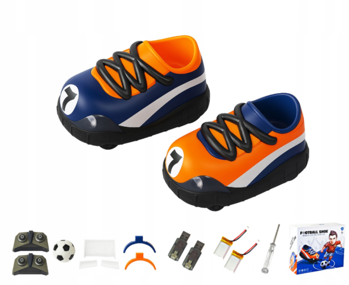 Set mașinuțe cu telecomandă RC – Autodrom pentru 2 jucători, cu porți, minge și baterii incluse [7]