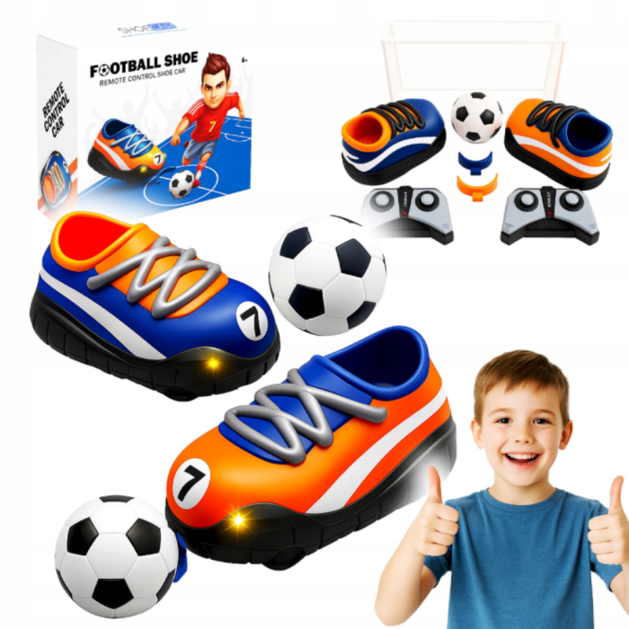 Set mașinuțe cu telecomandă RC – Autodrom pentru 2 jucători, cu porți, minge și baterii incluse [2]