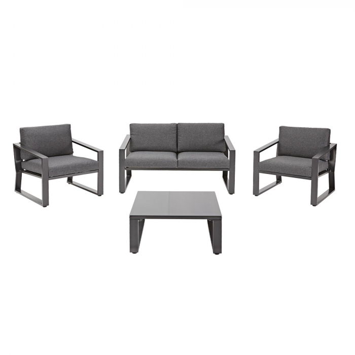 Set mobilier gradina, pentru 4 persoane, aluminiu/textil, gri [1]