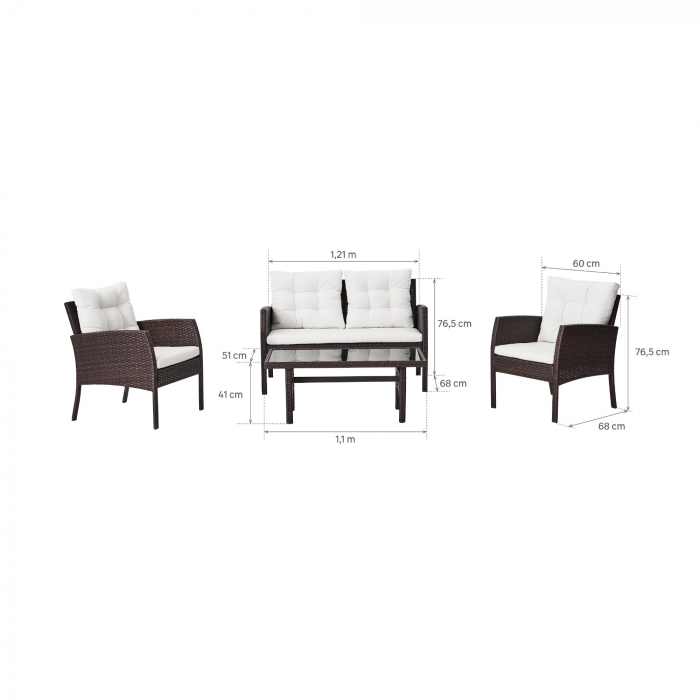 Set mobilier gradina, pentru 4 persoane, maro [2]