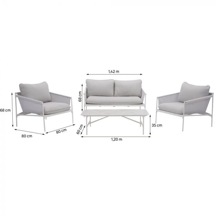 Set mobilier gradina PRESTIGE, pentru 4 persoane, otel/poliester, bej [6]