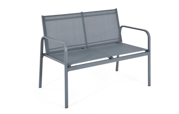 Set mobilier PrestigeGarden ideal pentru gradina/terasa/balcon, culoare gri antracit, otel, 4 persoane, compus din masuta de cafea, 2 scaune si canapea [7]